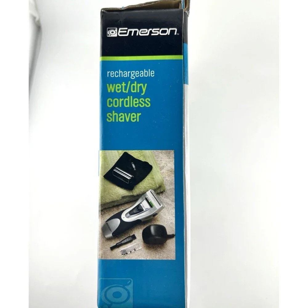 Emerson Rechargeable Wet/Dry Cordless Mens Shaver Built In Trimmer Accessory Kit